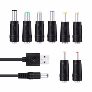 Barry1 Cable de alimentación de carga DC de alta calidad Universal DC enchufe intercambiable USB a 5521 Cable adaptador conector macho Cable de carga multifuncional para Router 8 en 1 Cable de carga/Multicolor (8)