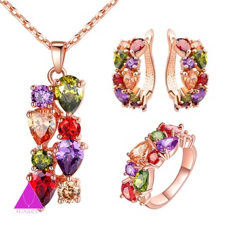 redqueen set de aretes/pendientes de diamantes de imitación multicolor de lujo para mujer