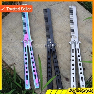 Navaja de acero inoxidable mariposa Balisong cuchillo de entrenamiento CS GO/peine de acero inoxidable Cool barbería (1)