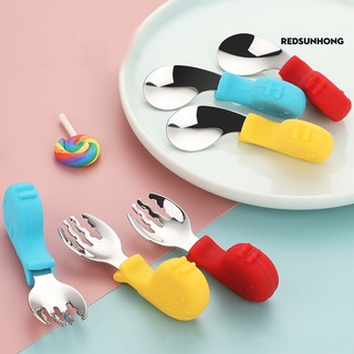 redsunhong 1set utensilios de alimentación sin rebabas resistencia al calor portátil cuchara de bebé utensilios de tenedor para kindergarten
