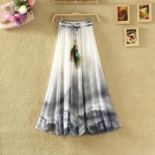 verano bohemio falda larga elegante impresión casual faldas