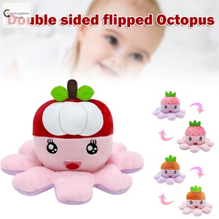 El pulpo Reversible Original Plushie Fruit doble cara Flip muñeca con sonrisa cara alivio del estrés juguetes para niño niña