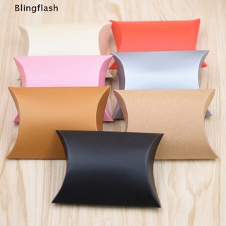Blingflash 50 bolsas de papel artesanal, caja de almohada, pan, caramelo, boda, fiesta, bolsa de favor mi