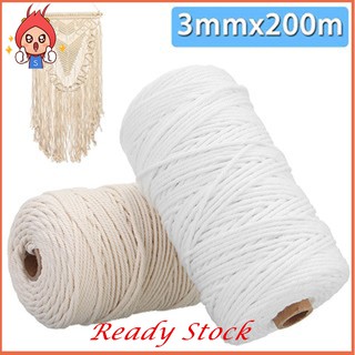 hn 3mm*100m beige/blanco algodón trenzado cuerda artesanía macramé artesanía cuerda