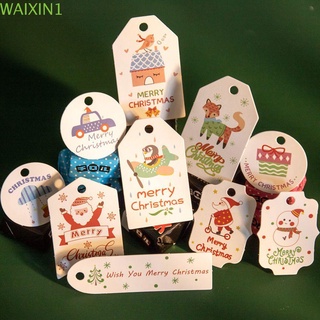 GOGOUP 50PCS Party Cards Christmas Tag Elk Gift Wrapping Hang Tags DIY Santa Claus Christmas Tree Kraft Paper Xmas Decoration Wrapping Supplies Christmas Labels