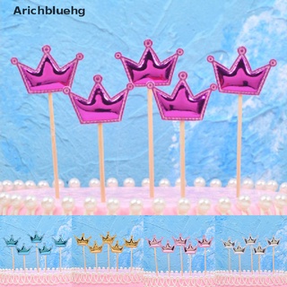 (Arichbluehg) 10 Piezas Love Happy Birthday Cake Toppers Crown Stars Cupcake Topper Banderas En Venta