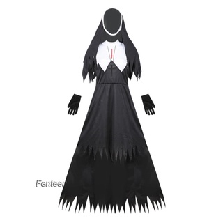 [FENTEER] Conjunto de Cosplay de fiesta de Halloween para mujer, Medieval, monja, disfraz de fiesta (3)