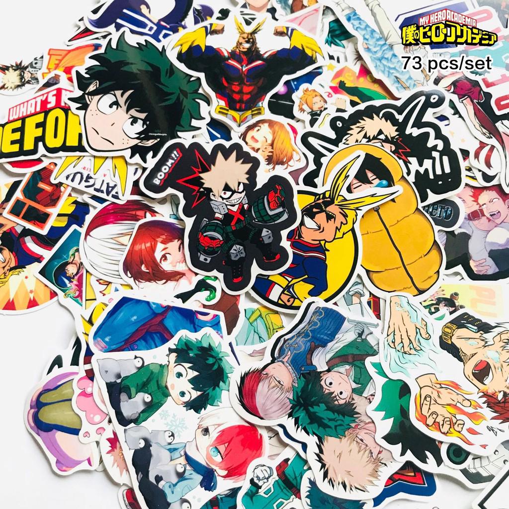Y&P| Pegatinas de My Hero Academia Juego de Pegatinas Impermeables de Graffiti de Anime Japonés, 73 hojas/juego