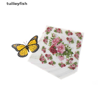 tuilieyfish 20 unids/bolsa flor rosa impresión de boda fiesta servilletas boda mesa decoraciones cl