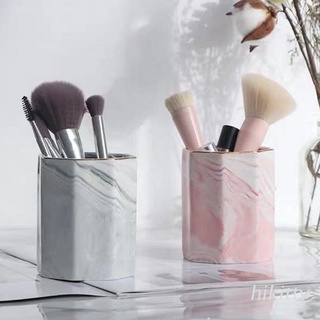 Hik cosméticos brochas de maquillaje caja de almacenamiento cilíndrico caso de almacenamiento lápiz labial cepillo titular organizador de cerámica contenedor de escritorio