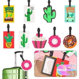 Mihan Creative Baggage Label ID Address Cactus Donut Style etiqueta de equipaje patrón de dibujos animados Anti-pérdida portátil de Gel de sílice Material accesorios de viaje