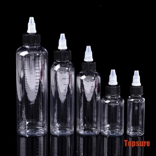 Topsure 30ml-250ml plástico PET capacidad líquida gotero botellas pigmento tinta contienen