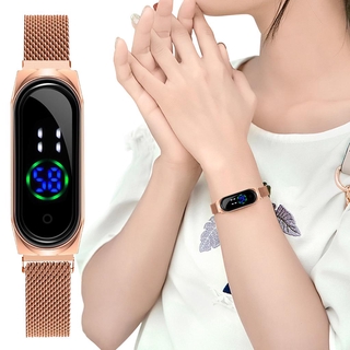 Reloj De pulsera Digital rectangular para mujer con pantalla táctil Led con correa Magnética