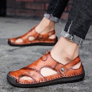 38-48 hombres sandalias de verano al aire libre Genunie cuero sandalias de moda Casual conducción sandalia pSOT (1)