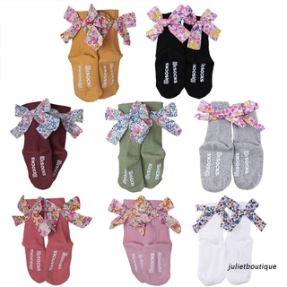 jul: calcetines de algodón para bebé, diseño floral, diseño floral, acanalado, de punto, antideslizantes, recién nacido, medias largas de 0-5 años