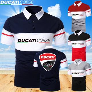 Verano nueva moda Ducati Corse Motocycle equipo Racing polo camisetas de los hombres de la ropa de costura de Color solapa camiseta