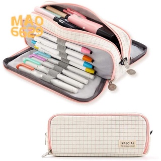 angoo - estuche grande para lápices de lona (3 compartimentos, para niños, niñas, estudiantes de escuela)