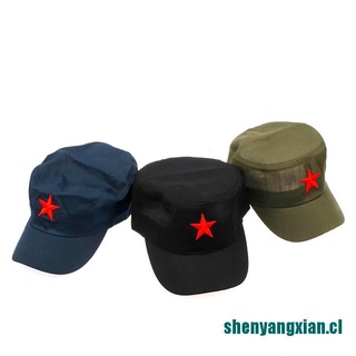 *laihot*1Pcs Fashion Cotton Fabric Adjustable Casual Red Star Flat Hats Unisex (7)