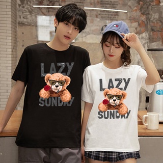 Lovers Bear pareja camiseta mujeres hombres Hipster moda negro Tops 6160