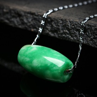 esmeralda verde seco colgante myanmar aceite natural piedra jade camino paso plata neckla
