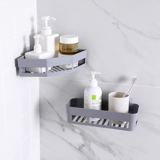 Punch-free Bathroom Shampoo Soap Toothbrush Shelf Storage Rack Bathroom Tripod Wall-mounted Corner Seamless Organizer RAINCOAT (3)