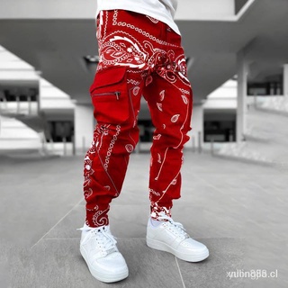 🙌 Hip hop impresión pantalones de los hombres pantalones de moda streetwear pantalones de chándal para los hombres corredores de la calle alta suelta pantalones de carga de los hombres Rsl3