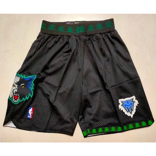 [7 Estilos] Pantalones Cortos NBA Minnersota Timberwolves 18 Temporada retro Negro Baloncesto shorts