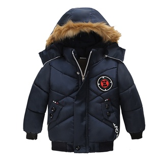 [XHSA]-Toddler Kids Baby Boys Girls Winter Jacket Zipper Hooded Windproof Coat