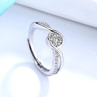 Chic anillos de plata S925 ajustables Zirconia anillo mujeres Cincin Perempuan anillos