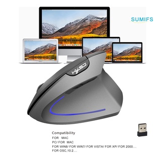 smi_ Mouse inalámbrico ergonómico Vertical cargable 2.4GHz 2400DPI para PC/Laptop/USB