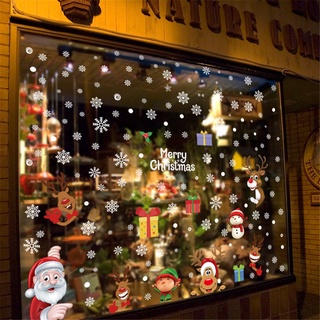 Pegatinas De Cristal Para Ventana De Navidad , Decoración De Pared Santa , Copo De Nieve , Refrigerador , Dibujos Animados