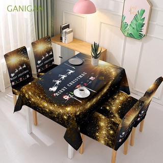 GANIGAN Home Chair Cover New Year Christmas Decoration Tablecloth Elastic Waterproof Kitchen Santa Claus Oil-proof Washable Dinning Table Cover