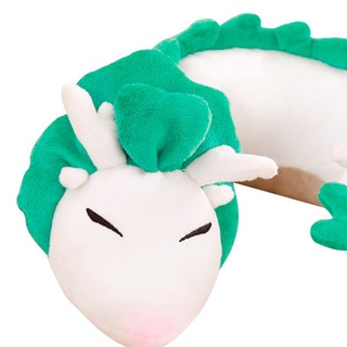 kawaii spirited away pequeño dragón blanco felpa almohada encantadora en forma de u almohada
