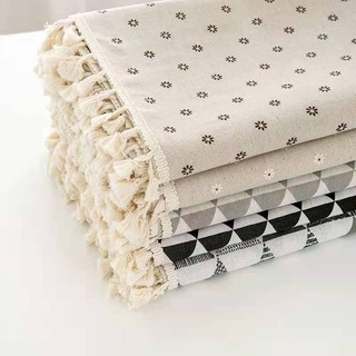 mantel con flecos de algodón y lino camino de mesa de comedor y mesa de café paño de picnic alfombra de tela pequeña fresca