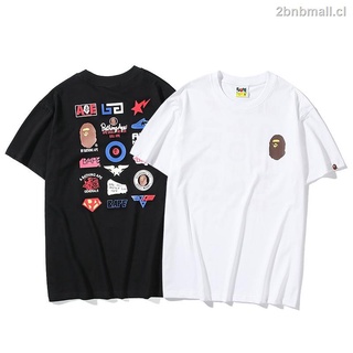bape parejas camisas de algodón deportes insignia colección impresión manga corta casual camiseta unisex (1)
