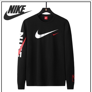 Nike hombres y mujeres camiseta larga gran gancho logotipo impresión primavera y otoño deportes cuello redondo jersey pareja suéter