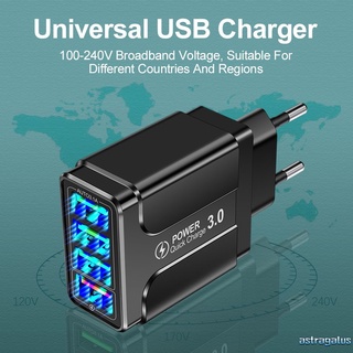 QC3.0 4USB Fast Charger EU US Plug 5.1A Mobile Phone Charging Head Astraqalus