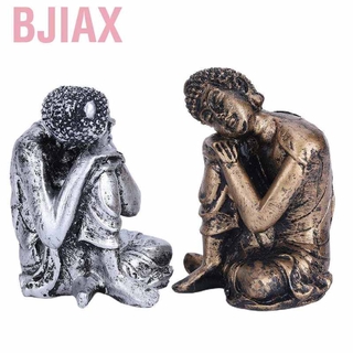 Bjiax 2 piezas meditación sueño buda artes artesanías descanso sentado figurita casacalentador dormitorio sala de estar