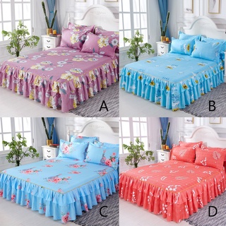 [en Stock] King/Queen tamaño 3 en 1 Cadar Ropol Set sábana de cama 2 funda de almohada falda colcha