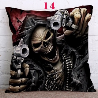 [Pillowcase] Skull Gun Ghost Squad impreso cuero sofá cama/coche melocotón cuero funda de almohada 45*45 cm (7)