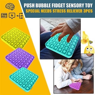 3PCS Push Pop Pop Bubble Pop It Fidget juguete sensorial Fidget juguete para ansiedad Fidget estrés juguete necesidades especiales alivio del estrés