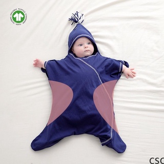psa Newborn wrapper organic cotton baby swaddle sleeping bag anti-startle anti-kick thin hooded pajamas csc