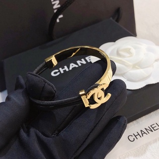 Chanel Fashion Bracelet Leather Strap Double C Titanium Steel Bnagle