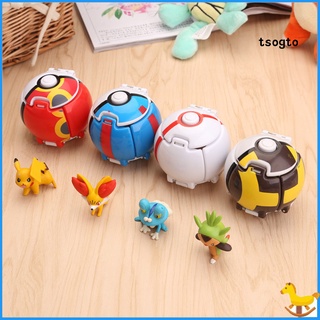 Tsogto 4Pcs creativo Mini Pokemon Pikachu Poke Ball Pop-up deformación juguete niños regalo (1)