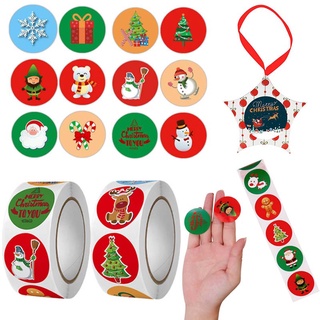 500 unids/rollo de pegatinas de caja de navidad creativas de dibujos animados regalos de navidad galletas de caramelo pastel postres autoadhesivos envolturas etiquetas pegatina