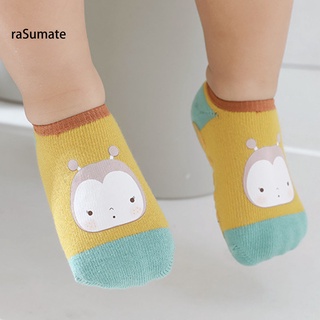 [Nuevo] 1 par de calcetines de bebé con estampado de dibujos animados antideslizantes de alto estiramiento para niños pequeños de piso para el hogar (8)