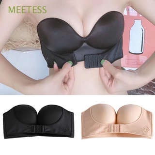 MEETESS Sexy Strapless Bra Front Closure Brassiere Invisible Bras Backless Women Underwear Push Up Lingerie Seamless/Multicolor