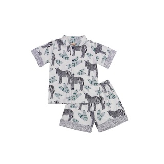 Gogogo-Kid pijamas de dos piezas, camisa de manga corta + pantalones cortos, impresión arco iris versión suelta ropa de verano