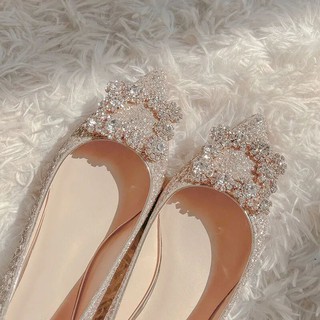 Zapatos de boda de las mujeres 2021 nuevo Rhinestone punta plana zapatos poco profundos boca cristal lentejuelas zapatos tamaño 34-44 (1)