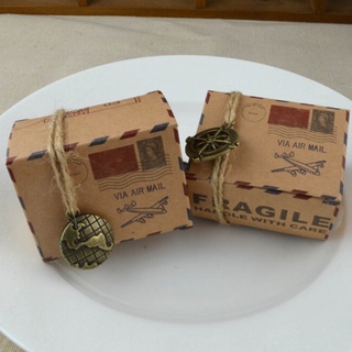 Linda caja de almohadas de papel Kraft para regalo/cajas de caramelos/bodas